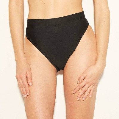 Women's High Leg High Waist Cheeky Bikini Bottom - Shade & Shore™ Black | Target