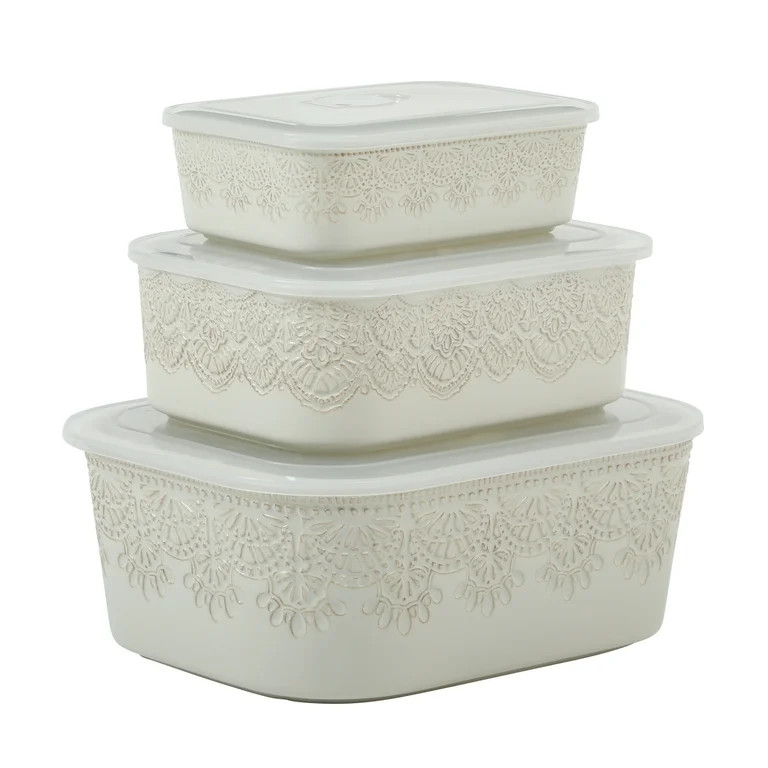 The Pioneer Woman Vintage Lace 6-Piece Nesting Casserole Baking Dish Bakeware Set with Lids, Line... | Walmart (US)