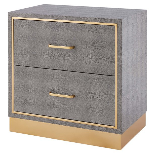 New Pacific Direct Edinburgh 2-drawer Faux Shagreen End Table in Gray - Walmart.com | Walmart (US)