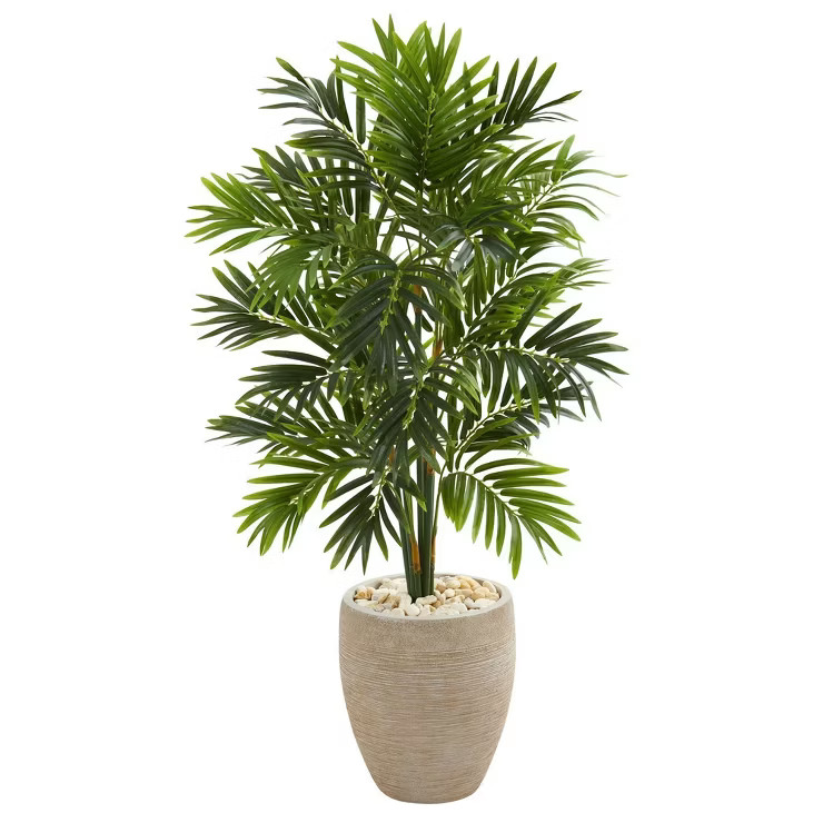 Nearly Natural 4’ Areca Artificial Palm Tree in Sand Colored Planter | Target