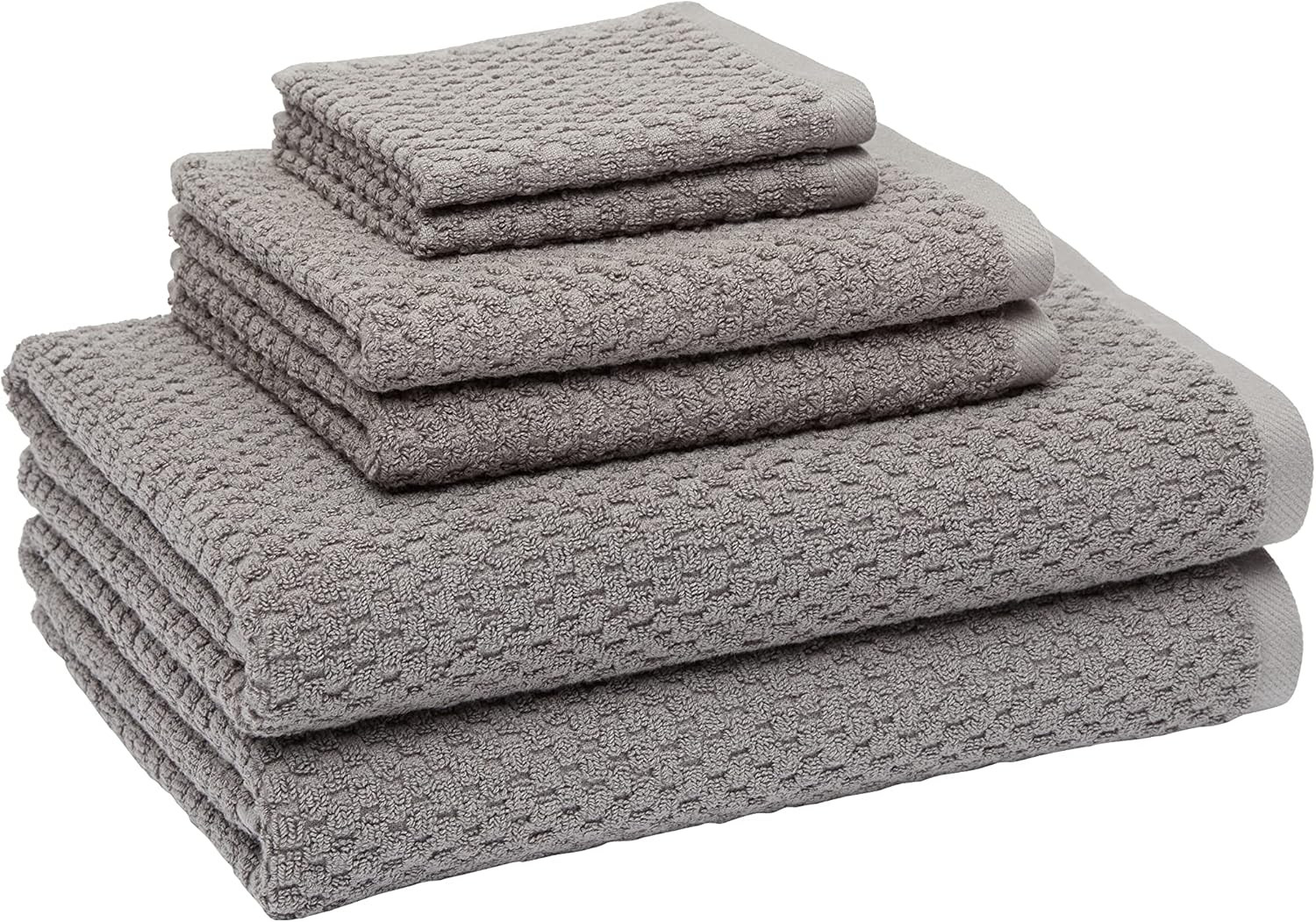 Amazon Basics Odor Resistant Textured Bath Towel Set - 6-Pieces, Dark Gray | Amazon (US)