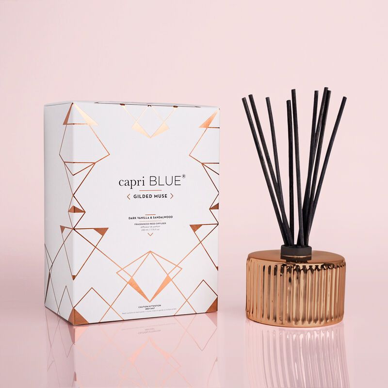 Dark Vanilla & Sandalwood Gilded Reed Diffuser, 7.75 fl oz | Capri Blue | Capri-Blue