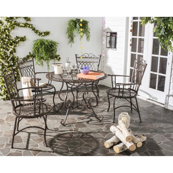 Akeyra Round 5 - Piece 4 - Person 39.25'' L Outdoor Table Set | Wayfair North America