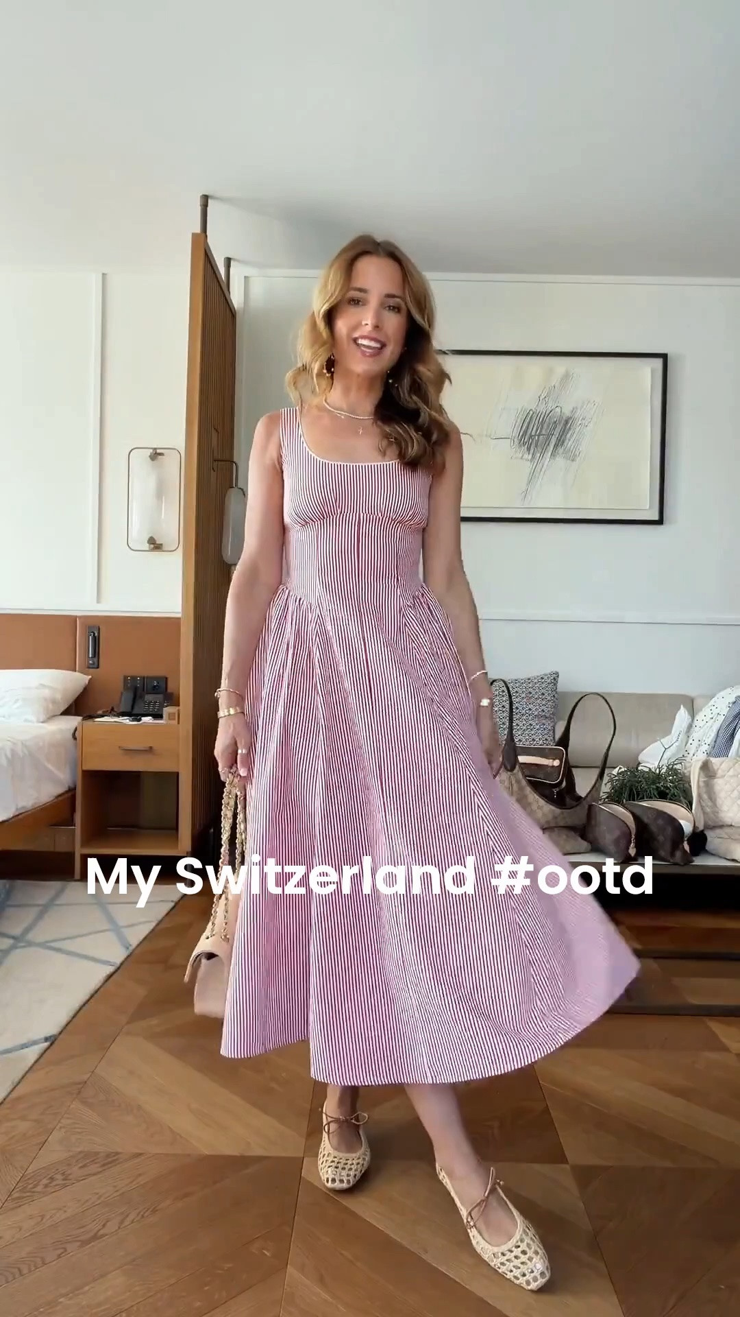 My Switzerland outfit of the day! Linen midi dress in XXS petite with adjustable straps and padding in the bust (no bra needed). Europe outfit. Summer outfit. Summer dress. Vacation outfit. Vacation dress. Resort outfit. Europe outfit. Woven ballet flats are TTS.

#LTKootd #LTKTravel #LTKPetite