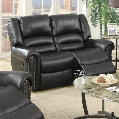 Plush Relax 1Pc Manual Motion Loveseat Bonded Leather 2-Seat Couch Armrest Cushion Seating Living Room Furniture | Wayfair North America