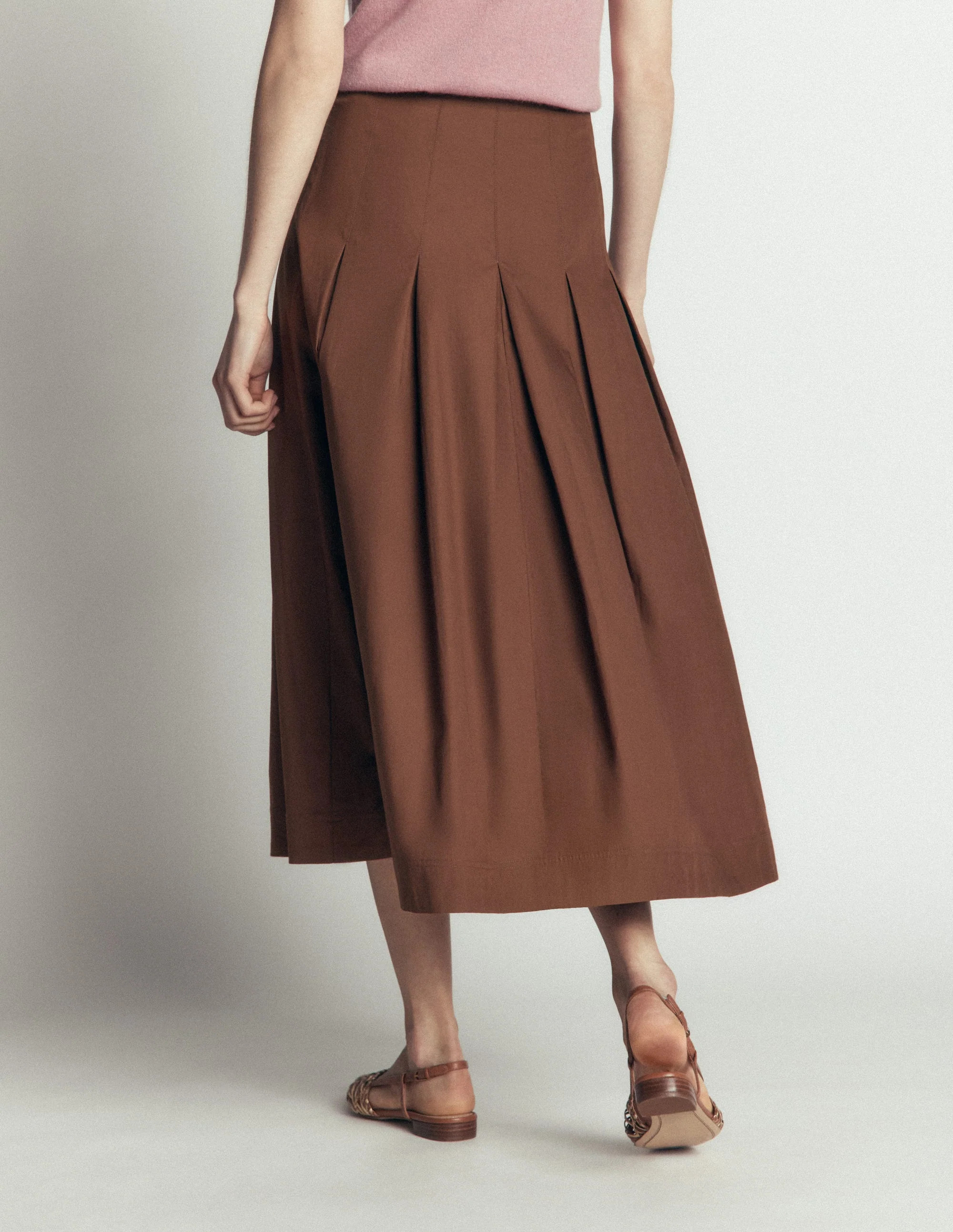 High Waist Pleated Skirt-Raw Umber | Boden (US)