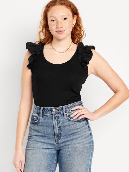 Ruffled Mixed Fabric Tank Top | Old Navy (US)