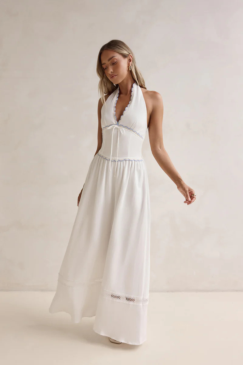 Days Of Dreaming Halter Maxi Dress White | Fortunate One