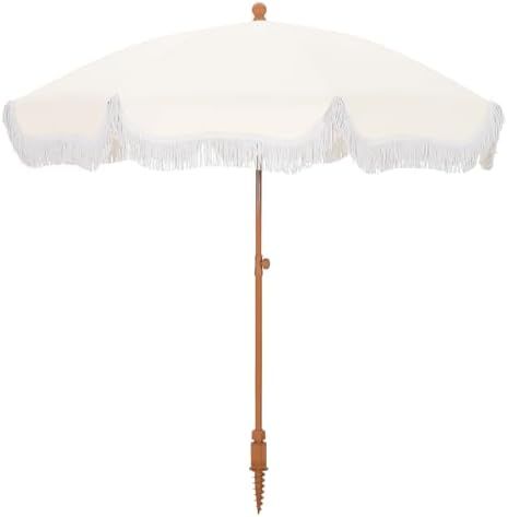 PHI VILLA 7ft Patio Umbrellas with Fringe, Outdoor Tilt Beach Umbrella Portable for Sand, UPF 50+... | Amazon (US)
