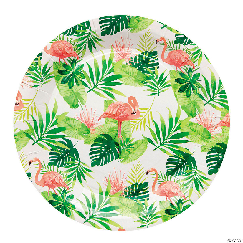 9 1/4" Flamingo Party Round Disposable Paper Dinner Plates - 8 Ct. | Oriental Trading Company
