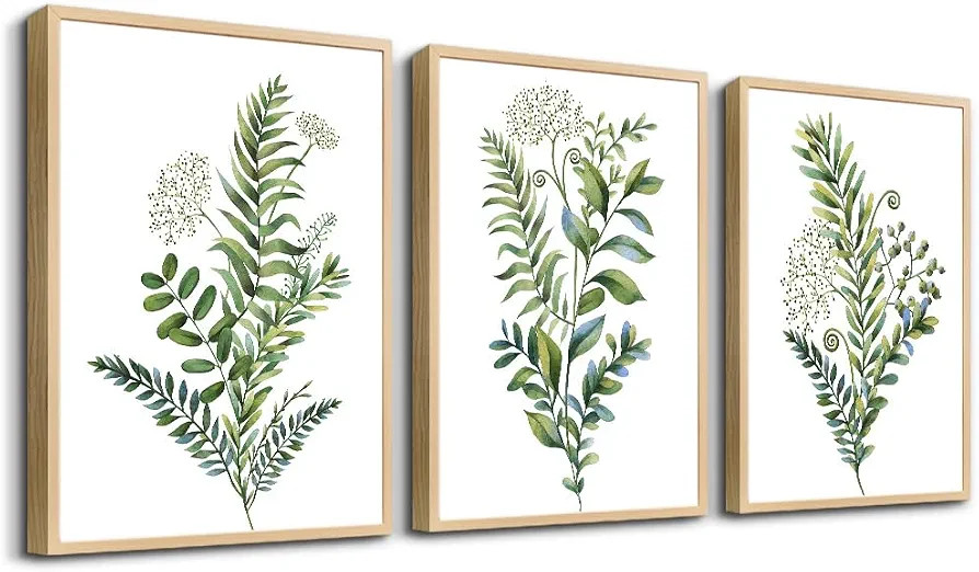 Natural Wood Frame 3 Pieces Framed Wall Art For Living Room Bathroom Wall Decorations Kitchen Wal... | Amazon (US)