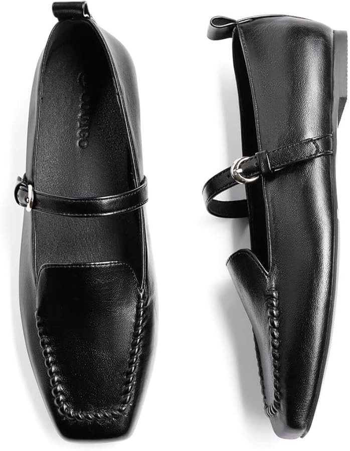 Coutgo Womens Ballet Flats Loafers Square Toe Comfortable Dressy Work Office Shoes Mary Jane Flat... | Amazon (US)