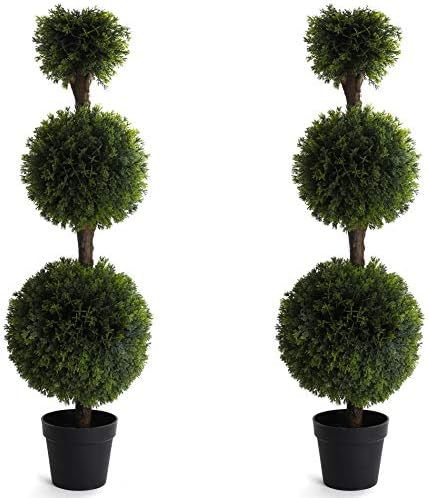 Bornbridge Artificial Cypress Topiary Ball Tree - 4' Cypress Ball Tree - Indoor/Outdoor Topiary T... | Amazon (US)