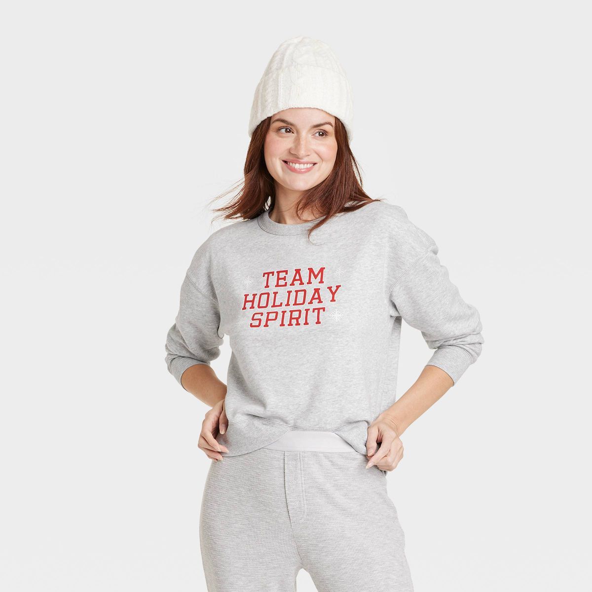 Women's Team Holiday Spirit Matching Family Sweatshirt - Wondershop™ Gray S | Target