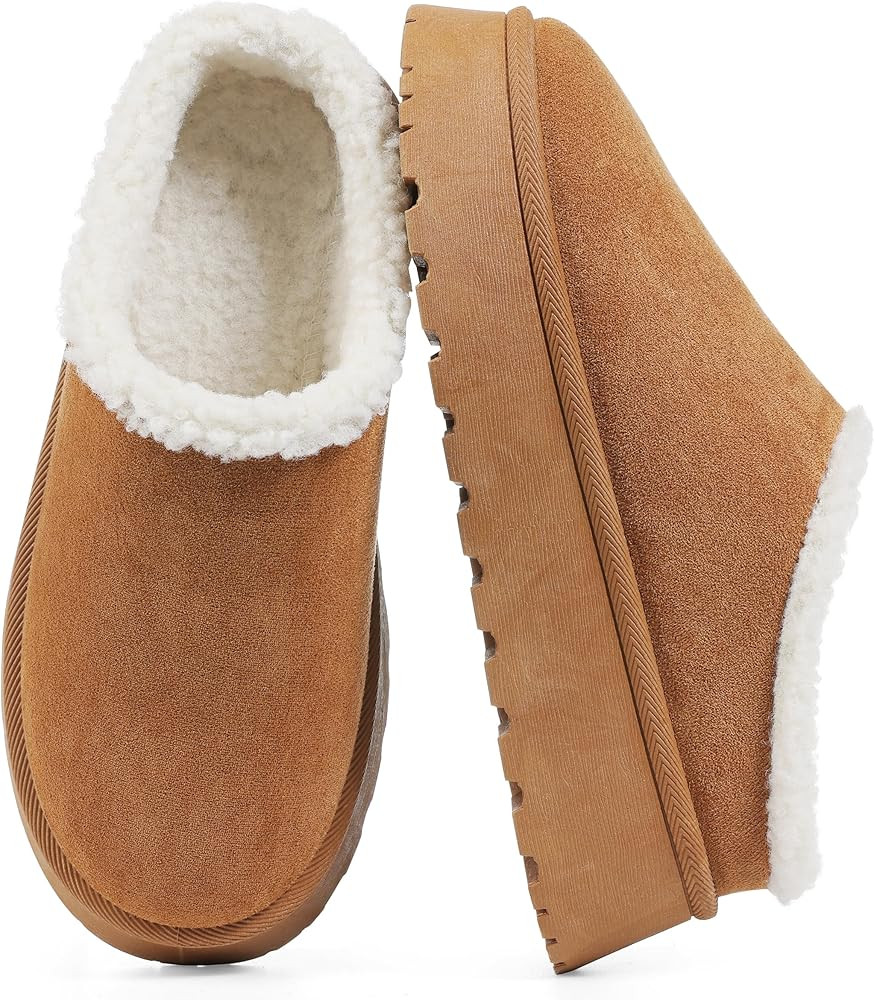 Lyrisiphy Pantuflas para mujer, gamuza auténtica y forro de piel de oveja real, pantuflas de esp... | Amazon (US)