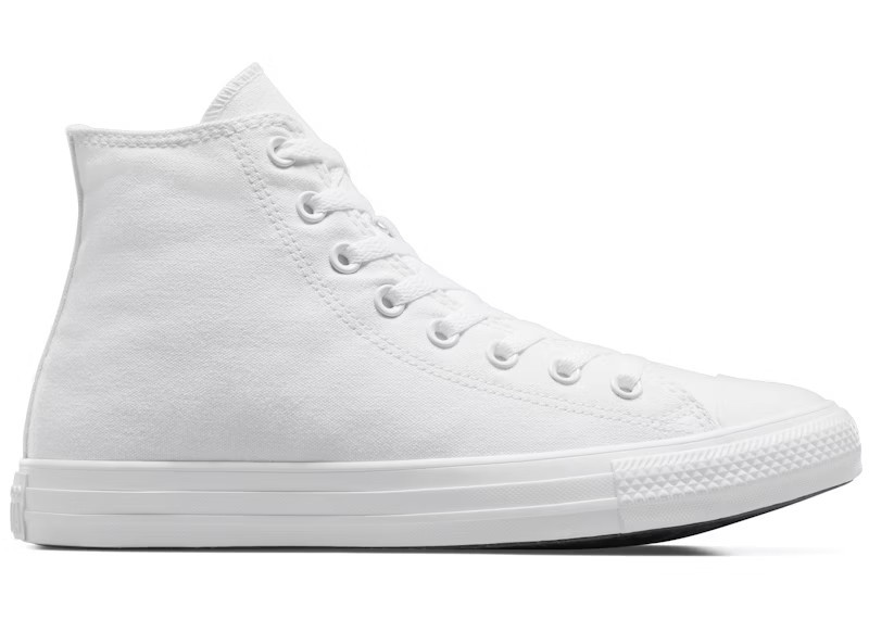 Men's Converse Chuck Taylor All Star Hi Mono Canvas White Sneakers in White Monochrome | StockX