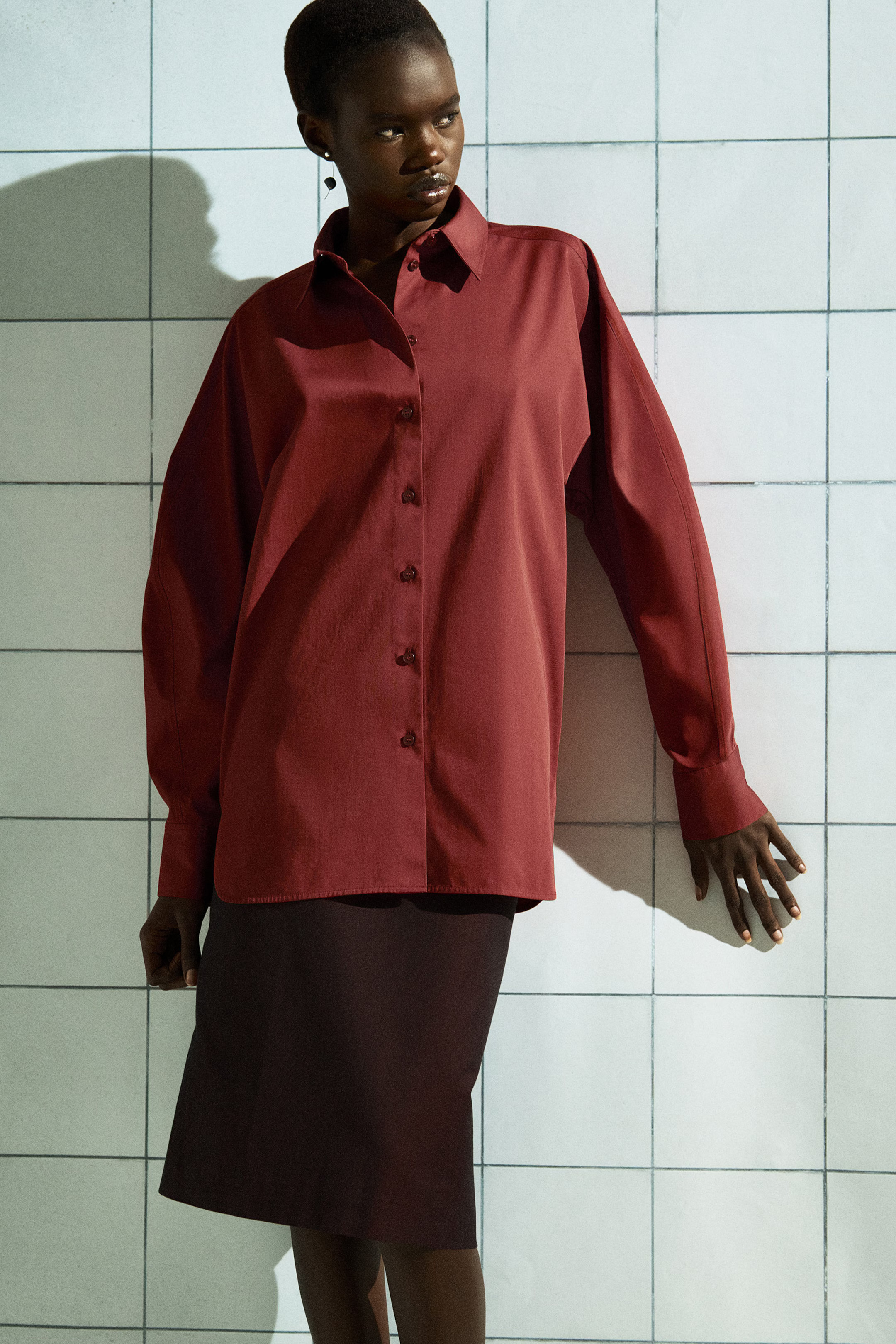 COTTON COLUMN SKIRT - BURGUNDY | COS | COS (EU)