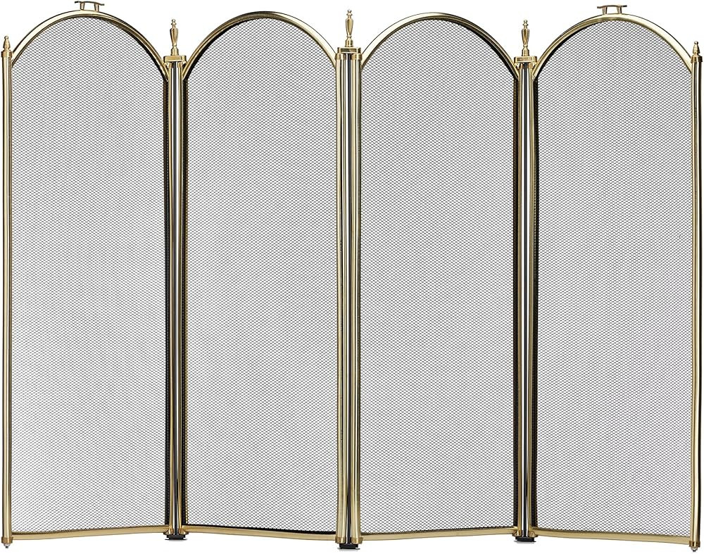 UniFlame, S41010PB, 4 Fold Polished Brass Fireplace Screen | Amazon (US)