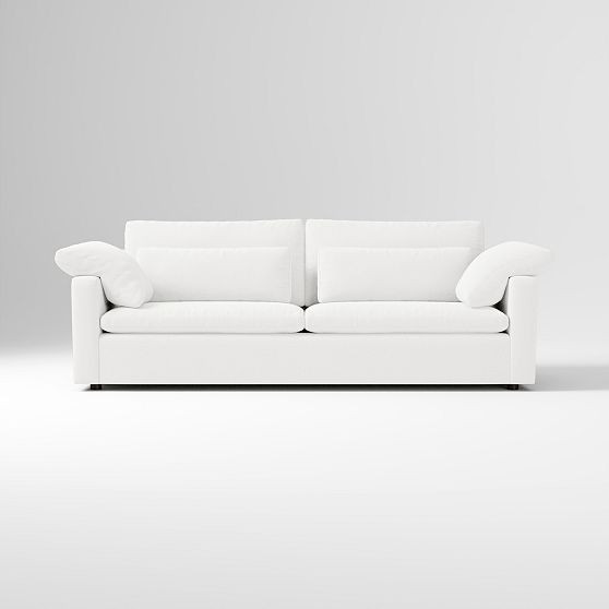Harmony Swoop Arm 93"" Sofa, Performance Washed Canvas, White | West Elm (US)