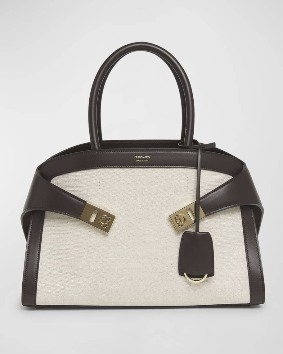 Ferragamo Hug Kuban Canvas Top-Handle Bag | Neiman Marcus