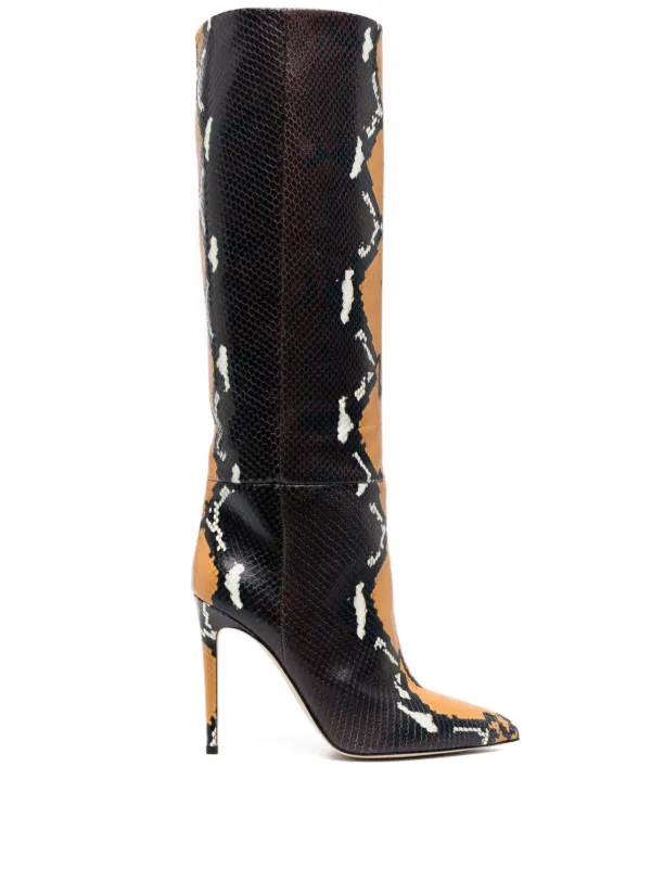 Paris Texas 115mm python-print knee-high Boots - Farfetch | Farfetch Global