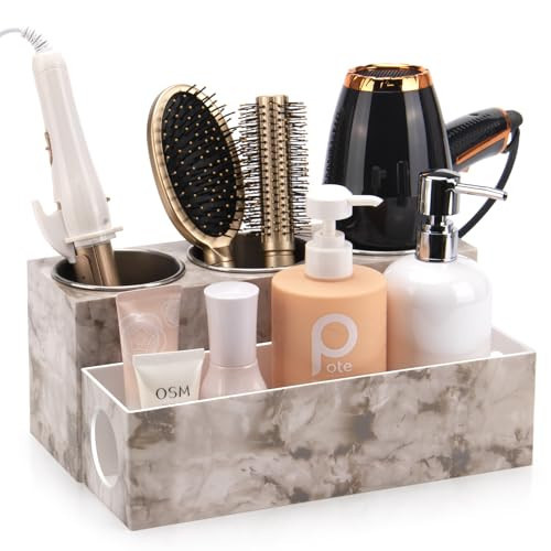 GFWARE Marble Hair Tool Organizer - Bathroom Vanity Storage for Hot Tools, Hair Dryer, Curling Iron, Flat Iron & Straightener | Amazon (US)