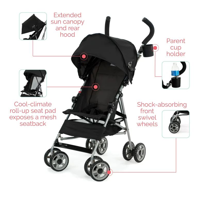 Kolcraft Cloud Umbrella Unisex Stroller Black for Child/Toddler | Walmart (US)