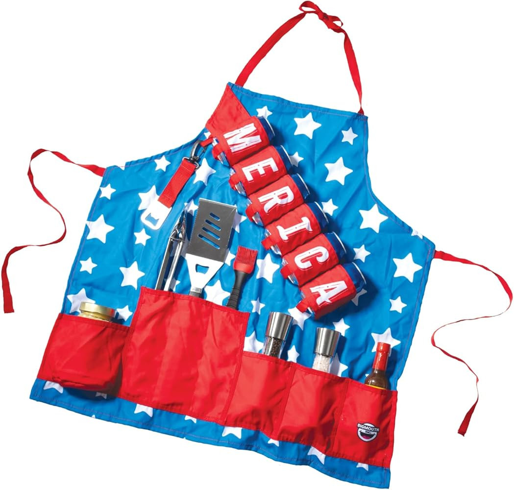 BigMouth Inc American Dream BBQ Apron, 6 Pocket Storage, Built-in Bottle Opener, Funny Grilling Gift and 4th of July Outfit for Men | Amazon (US)