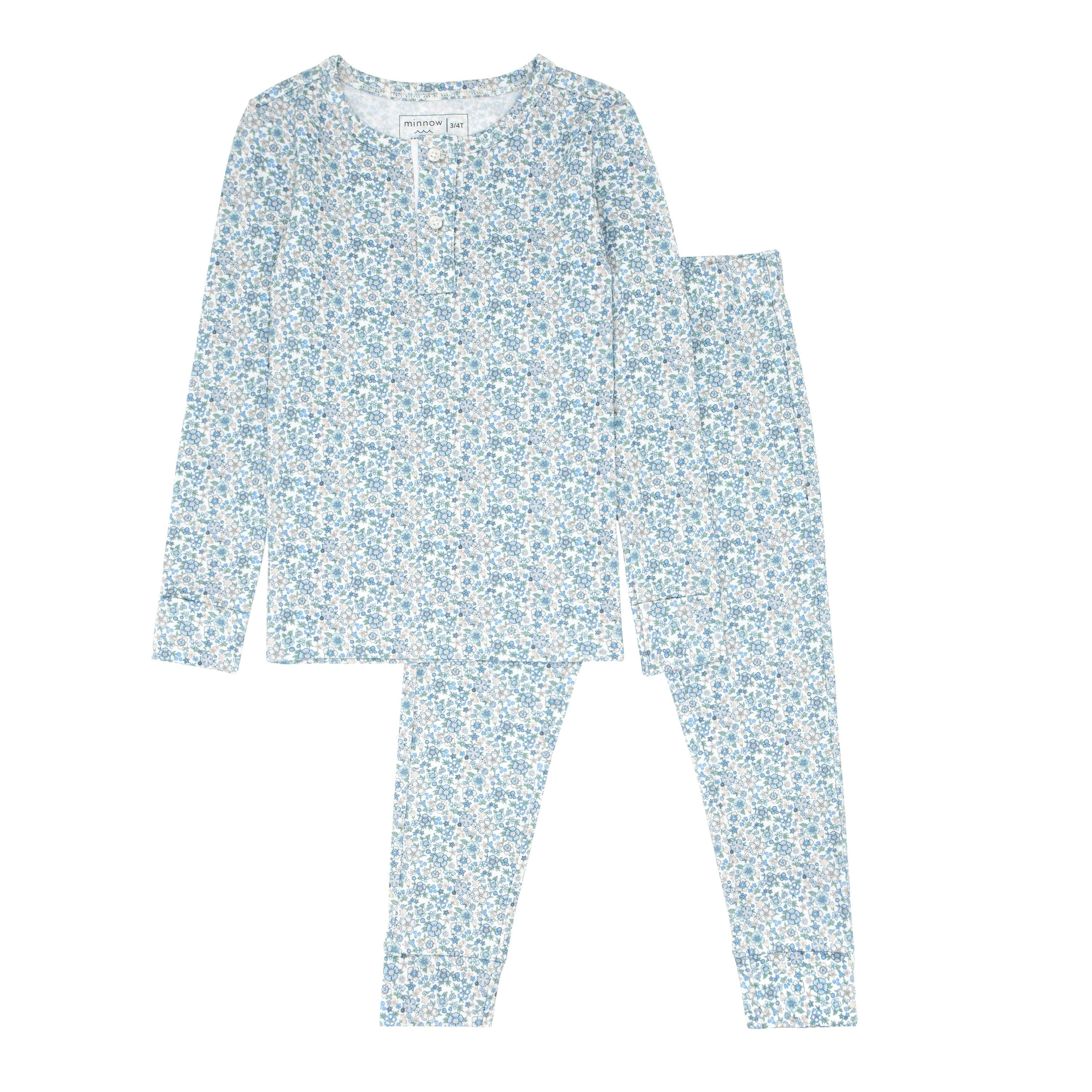 unisex slate floral pima pajamas set | minnow