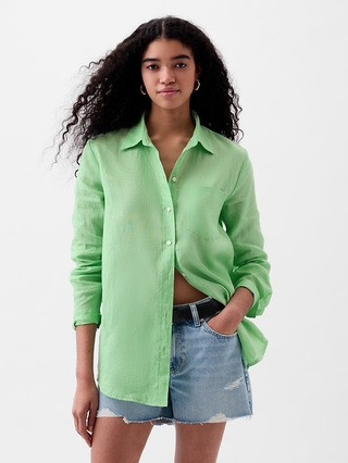 100% Linen Boyfriend Shirt | Gap (US)