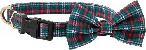 Frisco Festive Plaid Dog Collar with Plaid Removable plaid Bow, Green Plaid, XS - Neck: 8-12-in, ... | Chewy