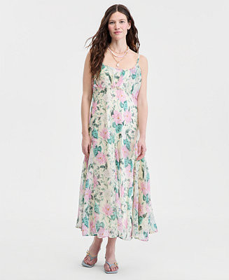 Women's Lena Lotus Printed Chiffon Ruffled Maxi Dress, Macy's Exclusive | Macy's
