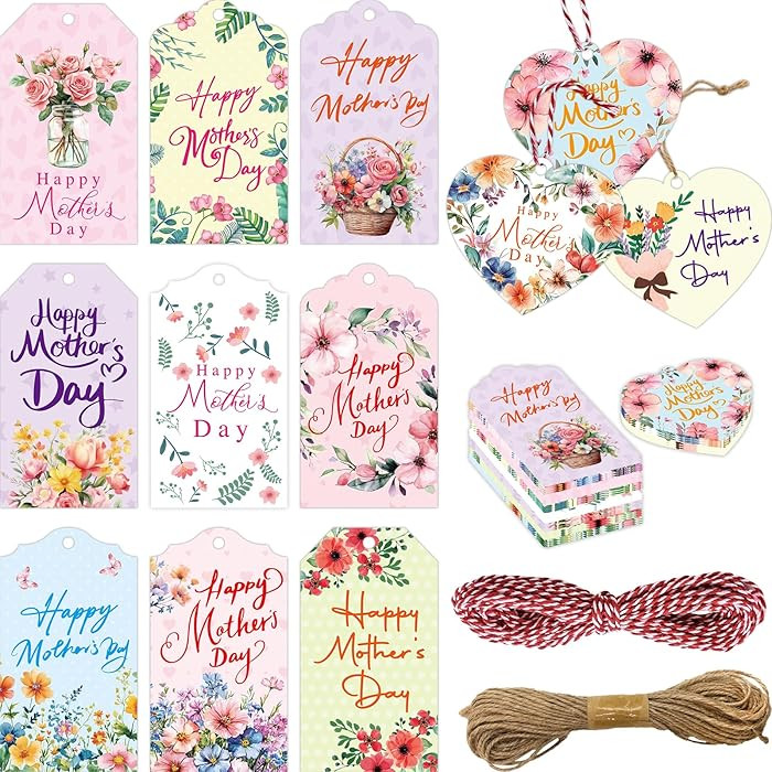 WorldBazaar Mothers Day Gift Tags 60 Pcs Floral Happy Mother’s Day Paper Tag with String for Gi... | Amazon (US)