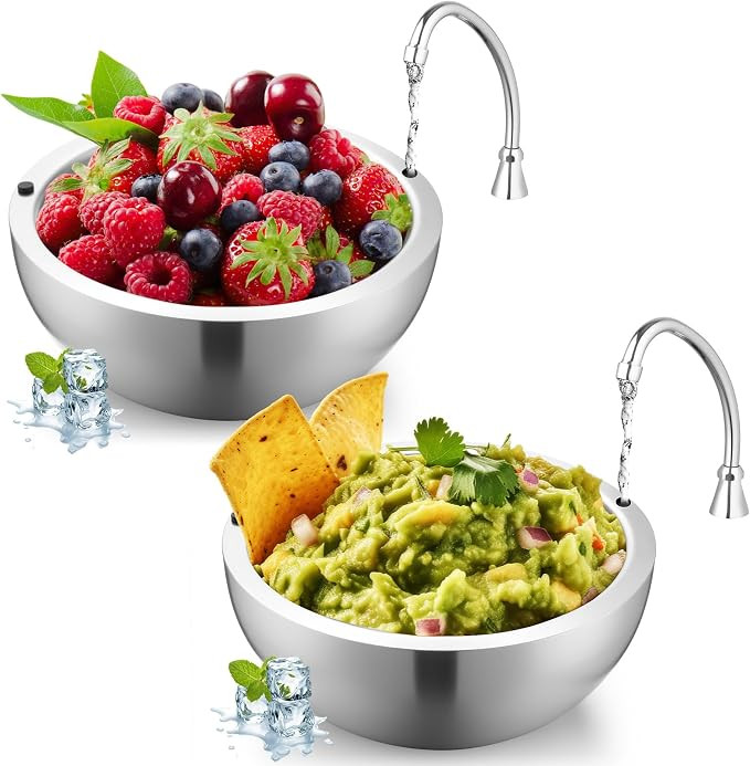 Honeydak 2 Pack 35 oz Dip Chiller Bowl Stainless Steel Double Walled Insulated Ice Serving Bowl f... | Amazon (US)