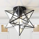 JONATHAN Y JYL9035B Stella 12" Moravian Star Metal/Clear Glass LED Flush Mount, Contemporary, Tra... | Amazon (US)