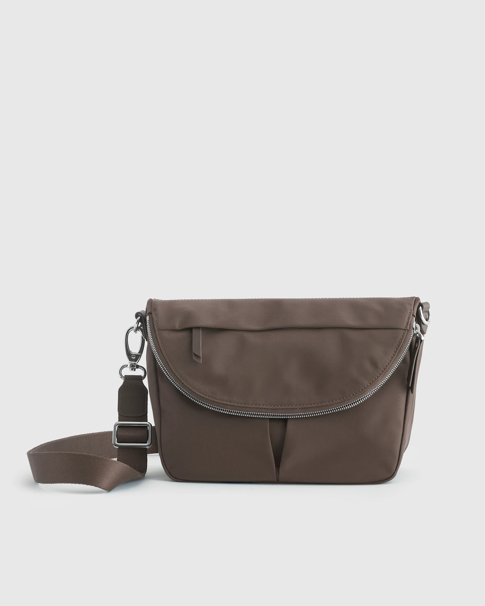 Quince | Women's Revive Nylon Foldover Crossbody in Black | Quince