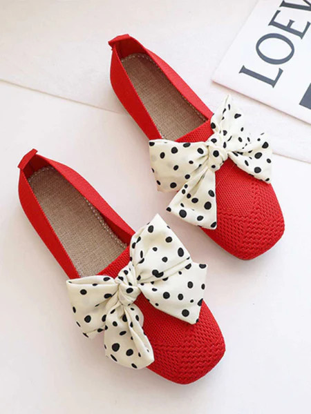 Retro Polka Dot Bow Soft Sole Shoes | Retro Stage