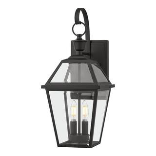 Glenneyre 20.25 in. Matte Black French Quarter Gas Style Hardwired Outdoor Wall Lantern Sconce | The Home Depot