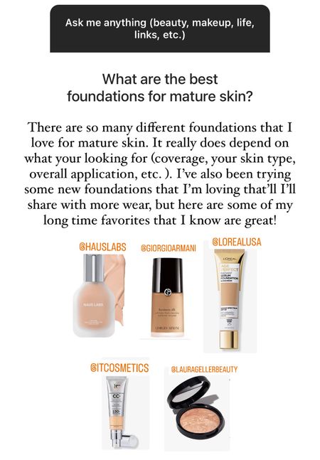 Some of my longtime foundation favorites for mature skin!

#LTKbeauty #LTKover40 #LTKxSephora