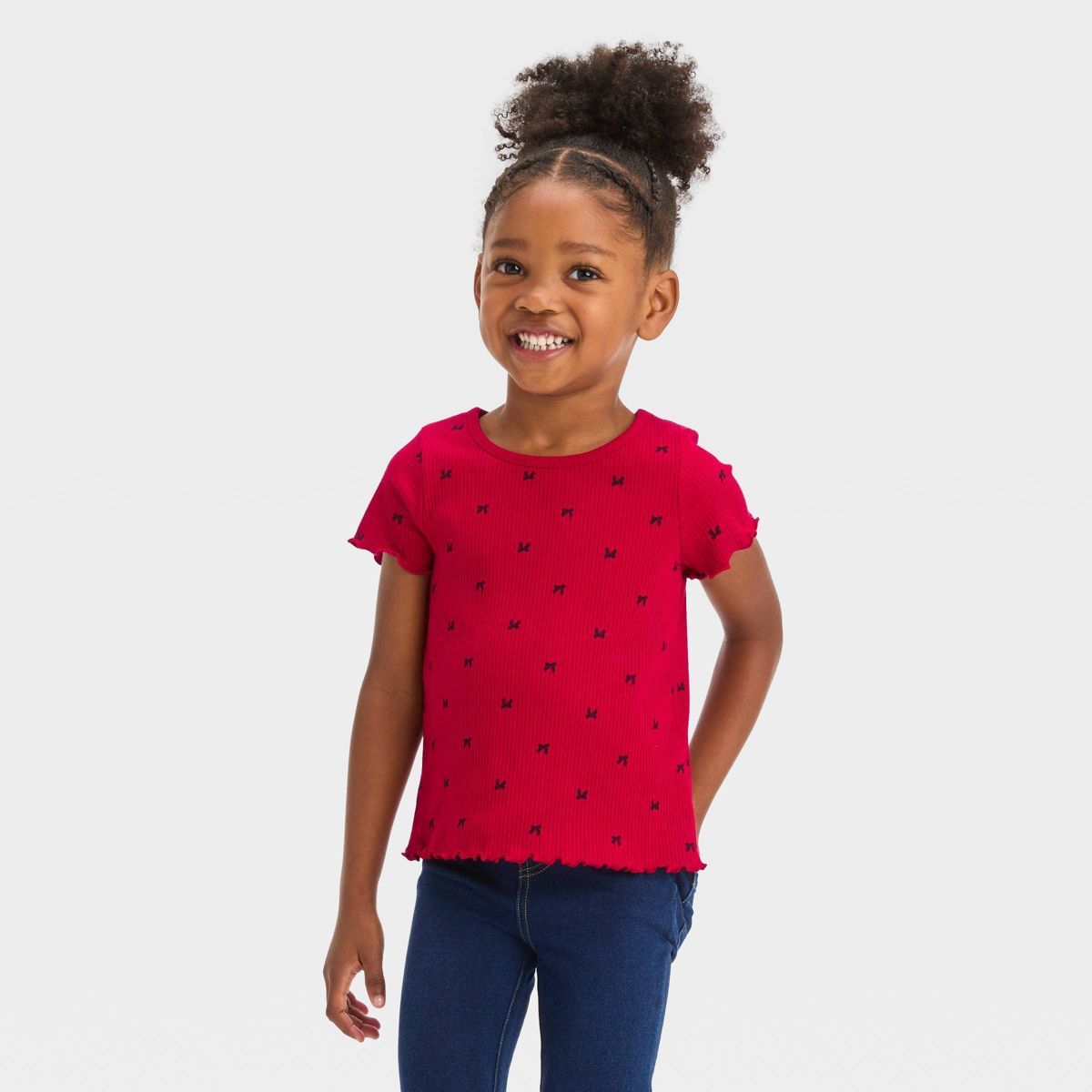 Toddler Girls' Bow Short Sleeve T-Shirt - Cat & Jack™ Red | Target