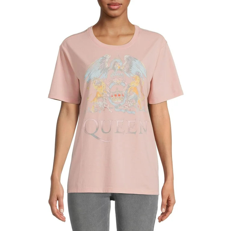 Time & Tru Women’s Queen Crest Short Sleeve Graphic Band Tee | Walmart (US)