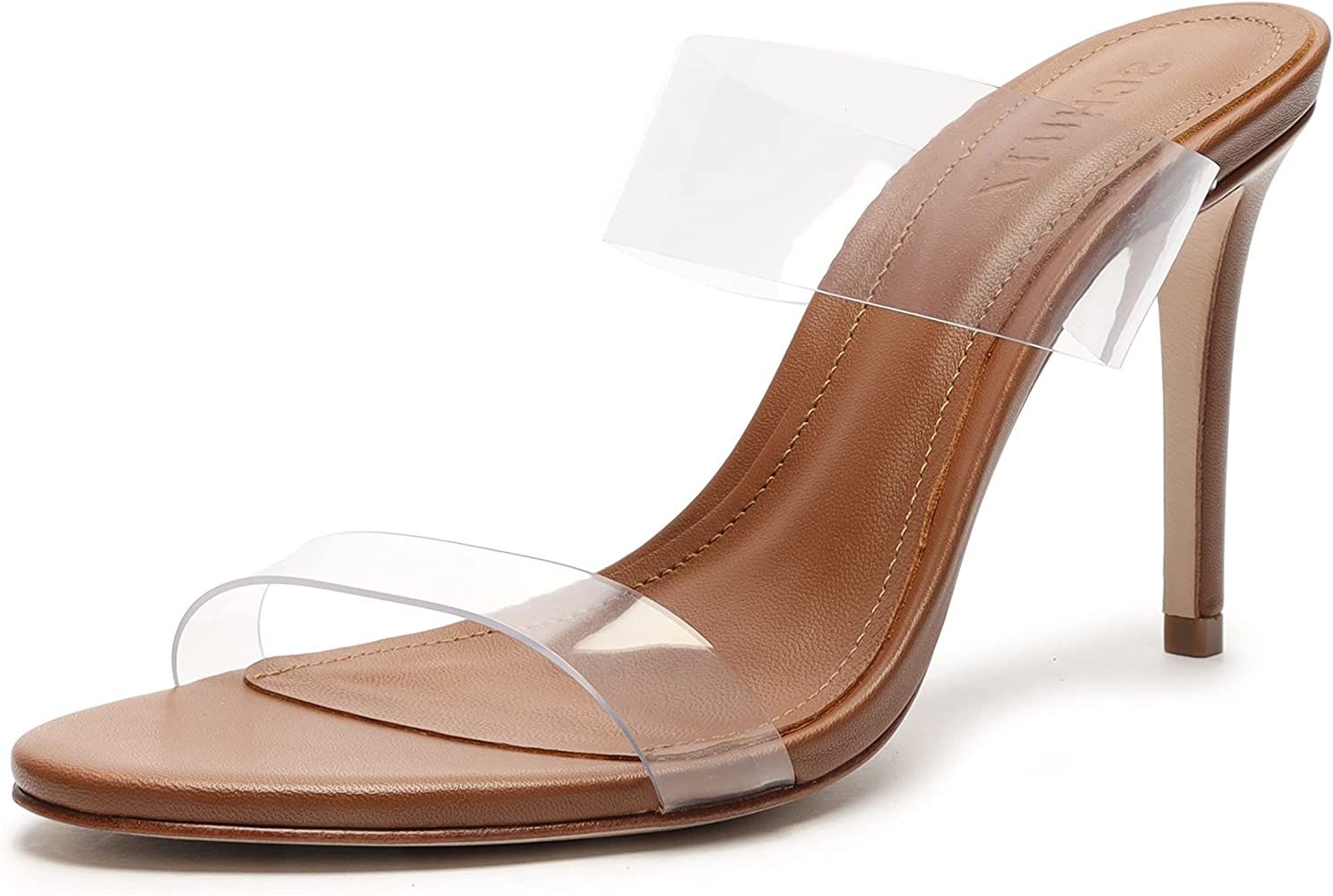SCHUTZ Women's Blanck PVC Rhinestone Dress Sandal | Amazon (US)
