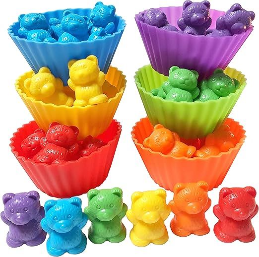 Jumbo Counting Bears with Stacking Cups - Montessori Rainbow Matching Game, Educational Toys and ... | Amazon (US)
