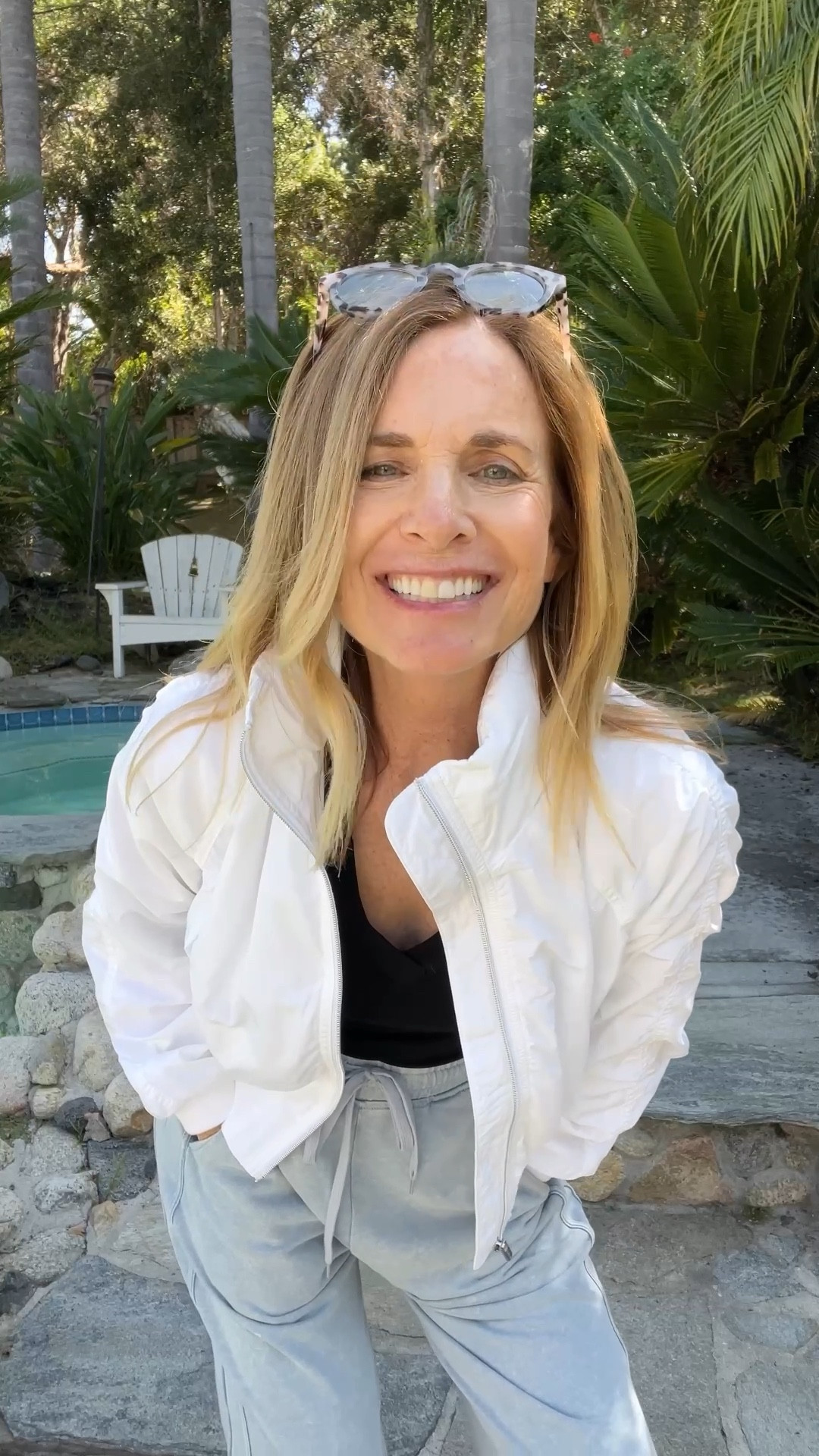 Comfy outfit alert! This windbreaker jacket is so stylish! 

I’m 5’4” wearing XS top, jacket  & XS pants. 

#LTKOver40 #LTKTravel #LTKSummerEdit
