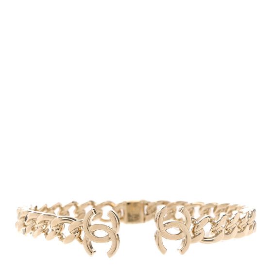 CHANEL Metal CC Chain Link Choker Necklace S Gold | FASHIONPHILE (US)