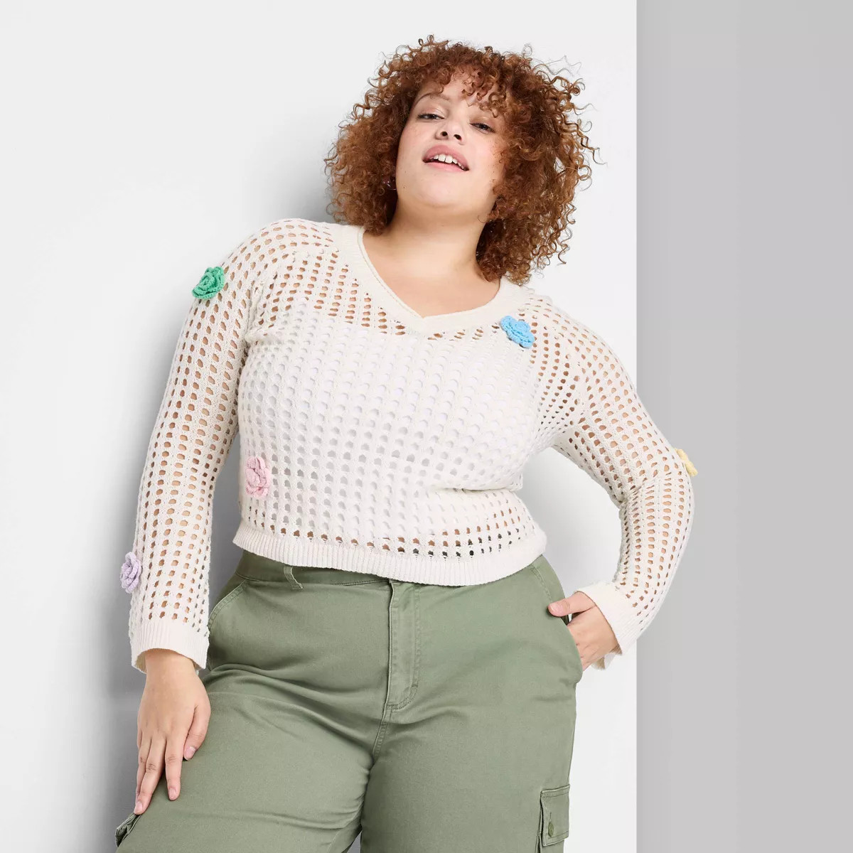 Women's Open Work Cropped Pullover - Wild Fable™ | Target