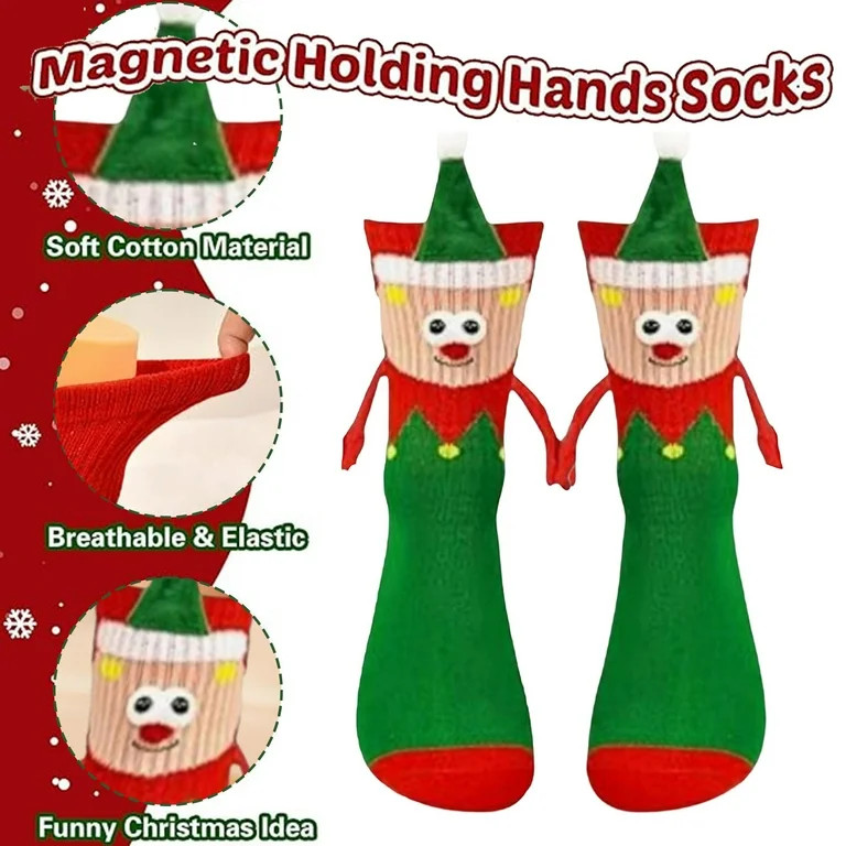 CYBIBO Funny Christmas Fuzzy Socks, Magnetic Holding Hand Socks, Christmas Stocking Stuffers for ... | Walmart (US)