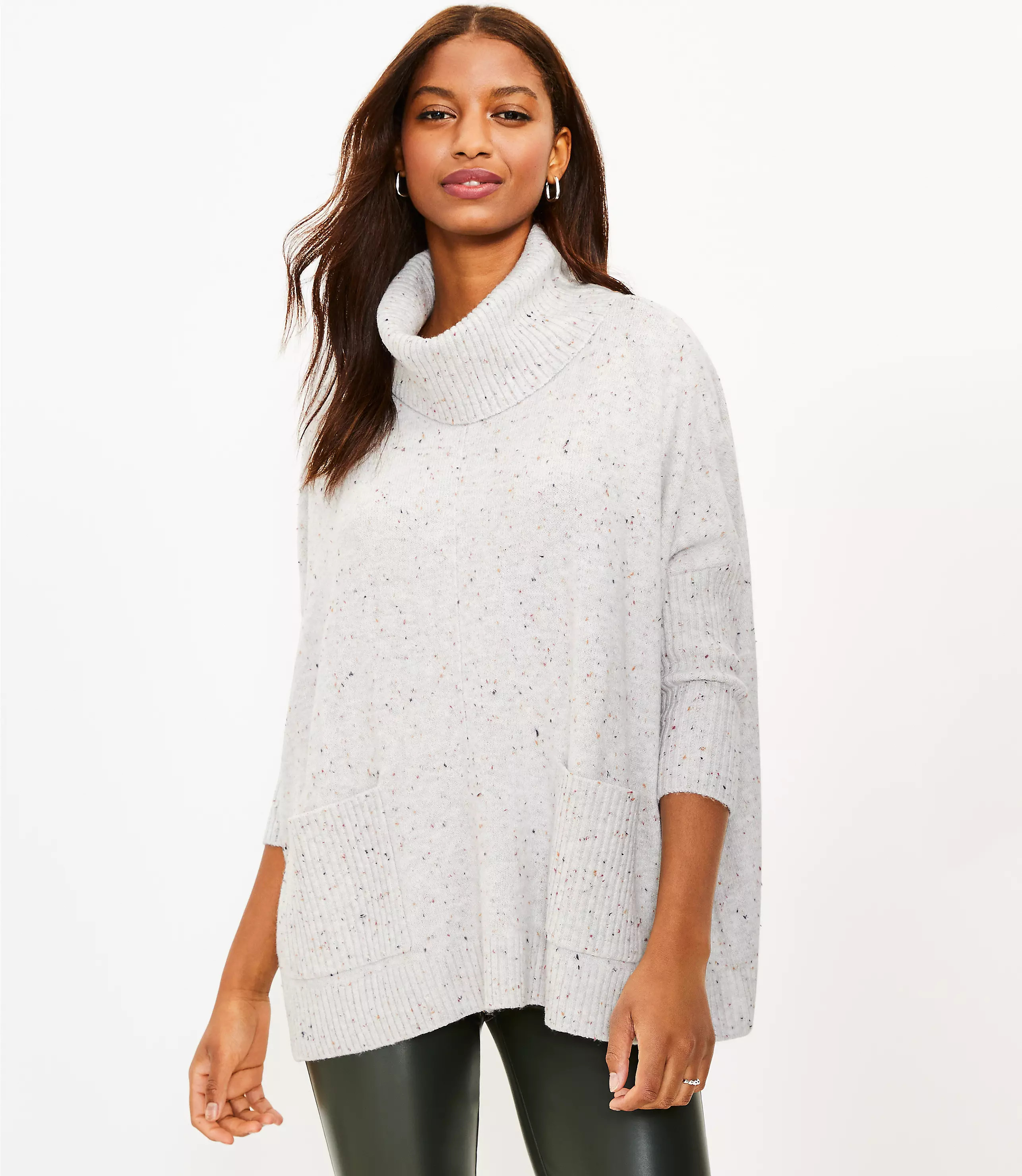 Flecked Pocket Poncho Sweater | LOFT