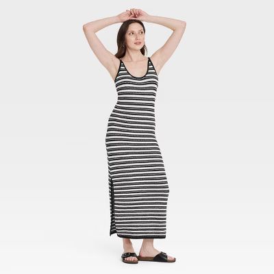 Women's Midi Sweater Dress - Universal Thread™ Black/White Striped | Target