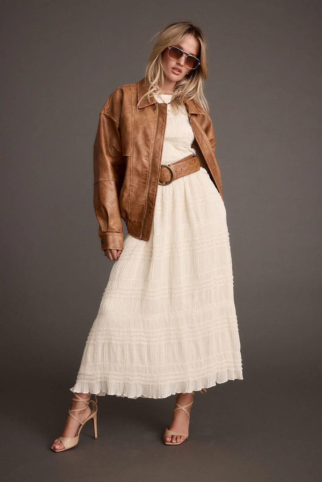 London Calling Cognac Oversized Faux Leather Jacket | 12th Tribe